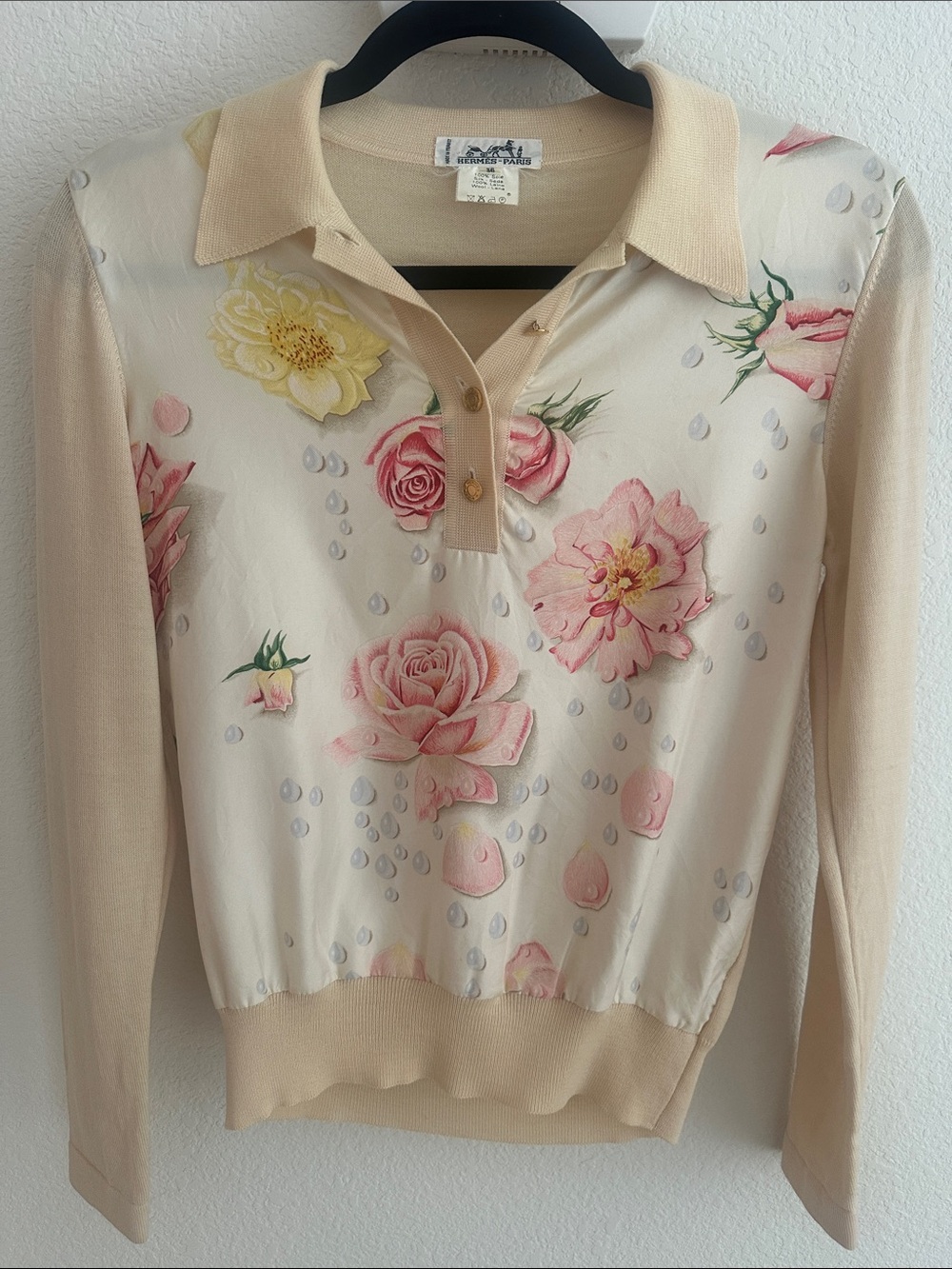Hermes Vintage Silk Wool Polo Top Authentic 36